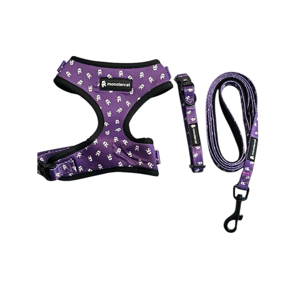 Monstercat Small Dog Harness Leash Collar Set